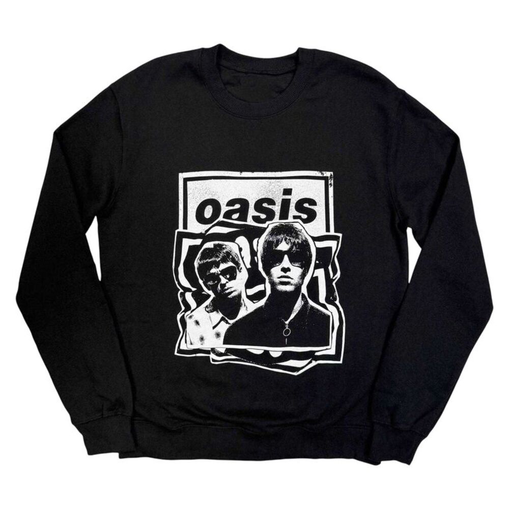 Oasis Unisex Adult Paper Cut-Out Photo Vintage Logo Sweatshirt / Black